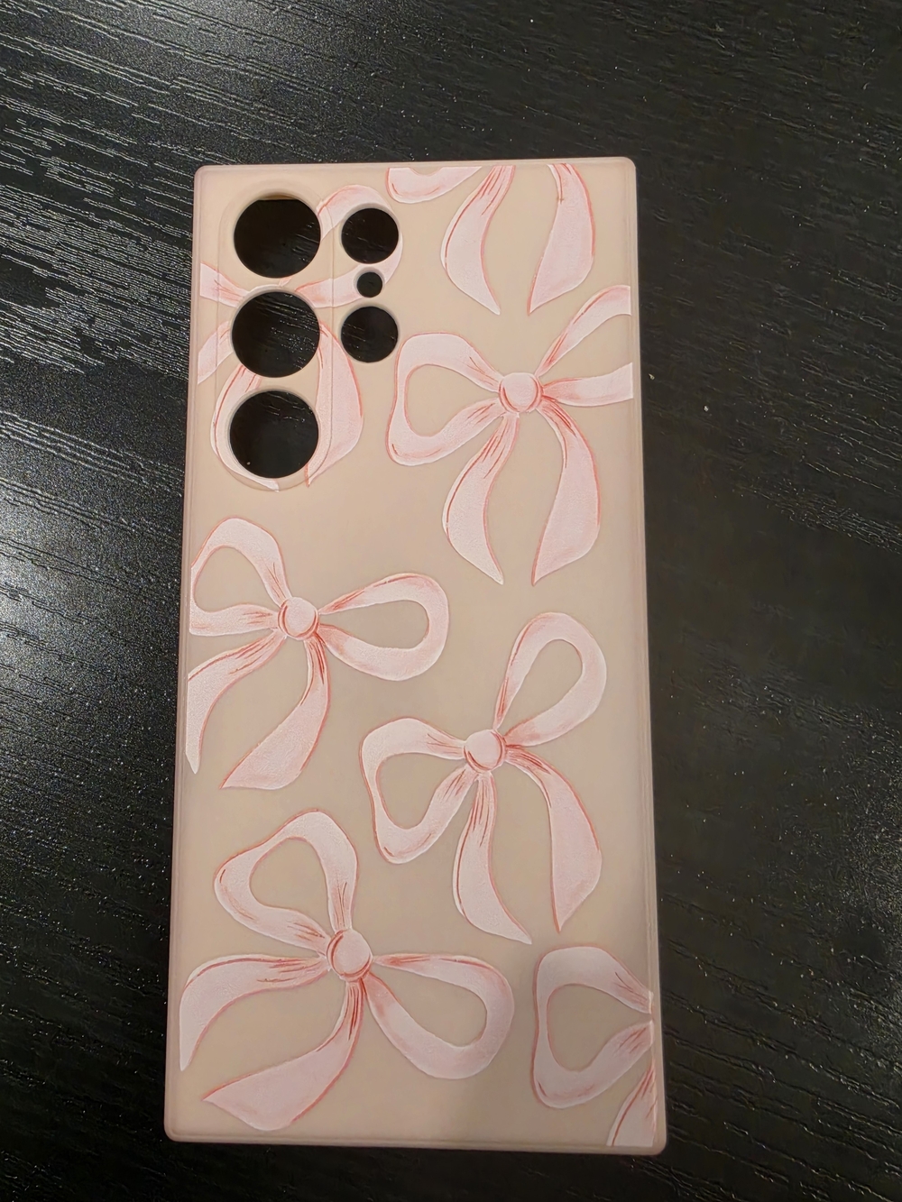 Samsung S23 Ultra Pink Silicone Phone Case with Bow Pattern